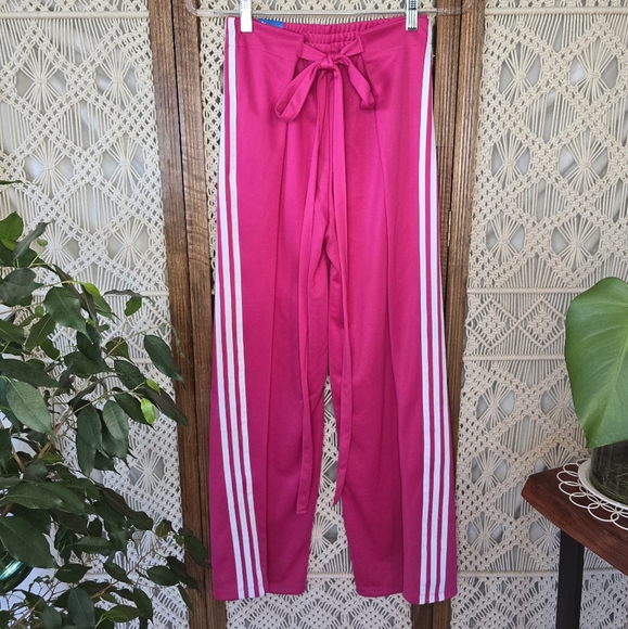 NWT Adidas Wide Leg Wrap Around Track Pants in Barbie Pink - Picture 5 of 8
